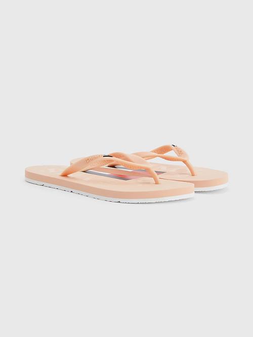 Tommy Hilfiger Logo Askılı Flip Flops Sandalet Kadın Pembe | TH753YQL