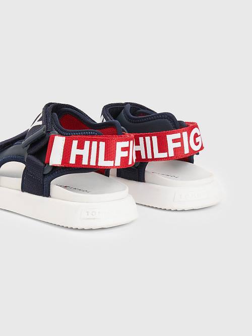 Tommy Hilfiger Logo Askılı Sandalet Erkek Çocuk Mavi | TH893HNJ