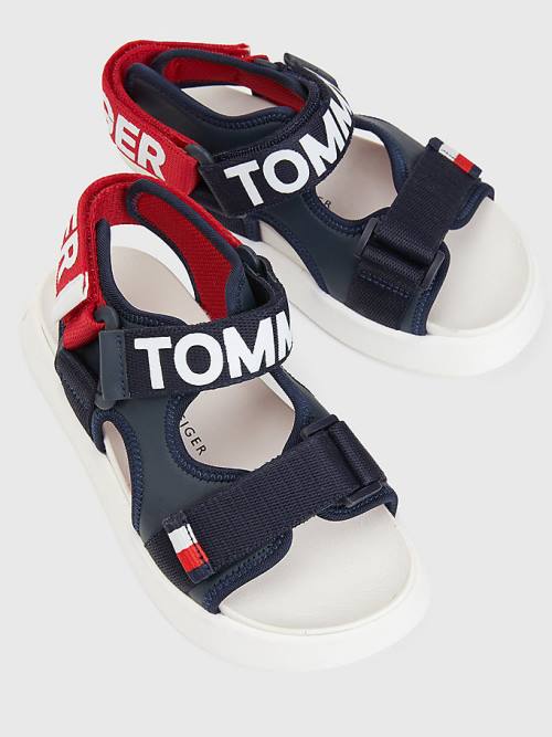 Tommy Hilfiger Logo Askılı Sandalet Erkek Çocuk Mavi | TH893HNJ