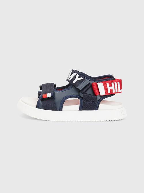 Tommy Hilfiger Logo Askılı Sandalet Erkek Çocuk Mavi | TH893HNJ