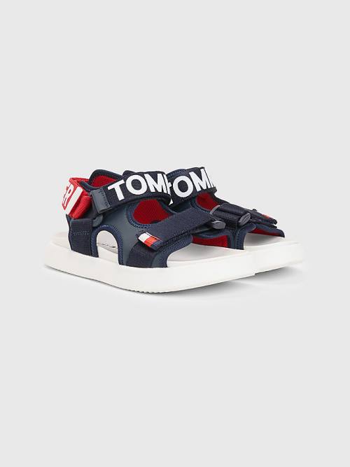 Tommy Hilfiger Logo Askılı Sandalet Erkek Çocuk Mavi | TH893HNJ