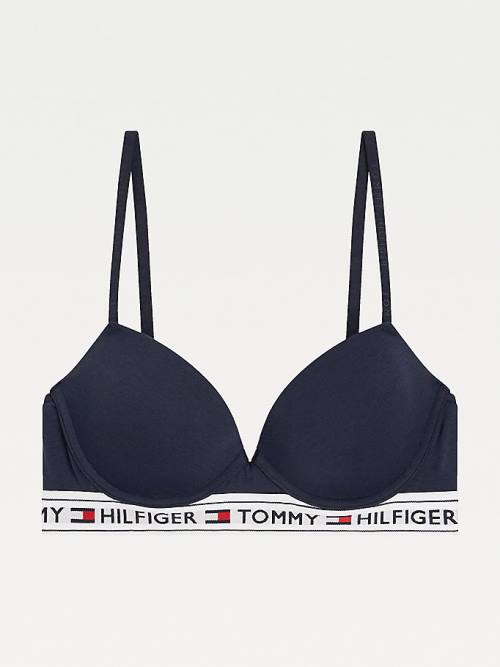 Tommy Hilfiger Logo Band Bra İç Giyim Kadın Mavi | TH340BQF