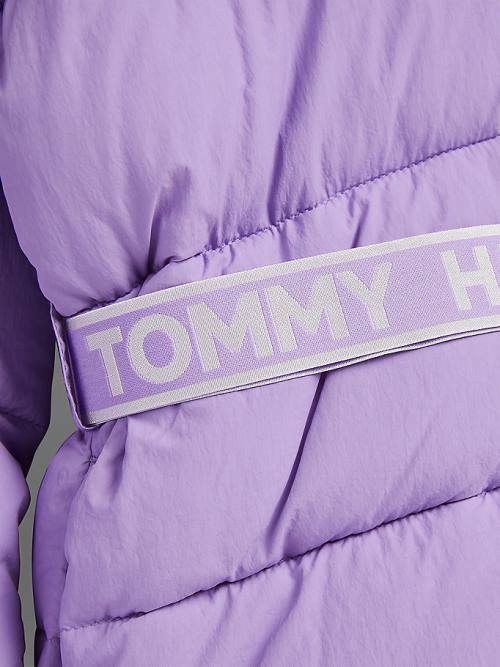 Tommy Hilfiger Logo Belt Recycled Puffer Ceket Kiz Çocuk Mor | TH571BCV