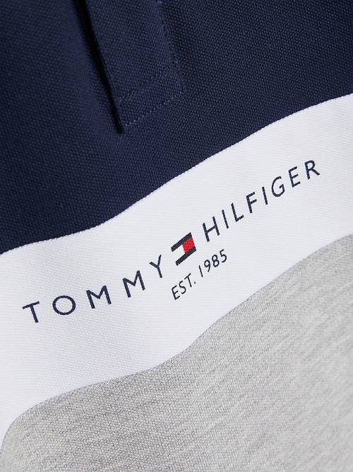 Tommy Hilfiger Logo Colour-Blocked Polo Tişört Erkek Çocuk Gri | TH302BKI