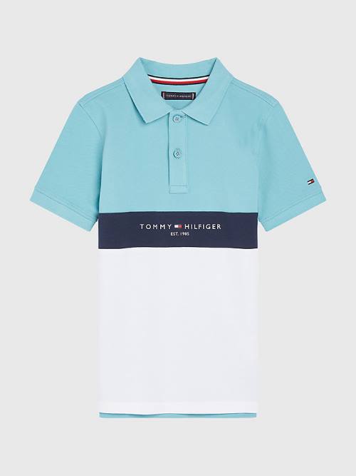 Tommy Hilfiger Logo Colour-Blocked Polo Tişört Erkek Çocuk Beyaz | TH801ISV