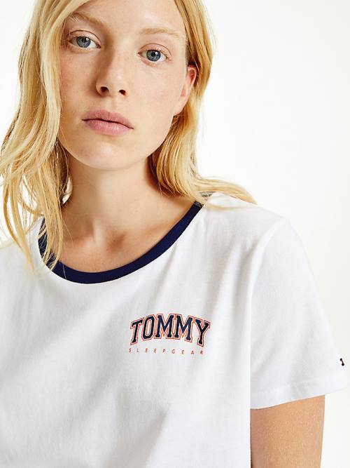 Tommy Hilfiger Logo Contrast Trim Kısa Set Pijama Kadın Mavi | TH609MDH