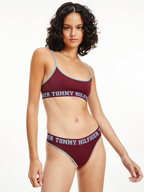 Tommy Hilfiger Logo Contrast Trim Tanga İç Giyim Kadın Mor | TH150NFP