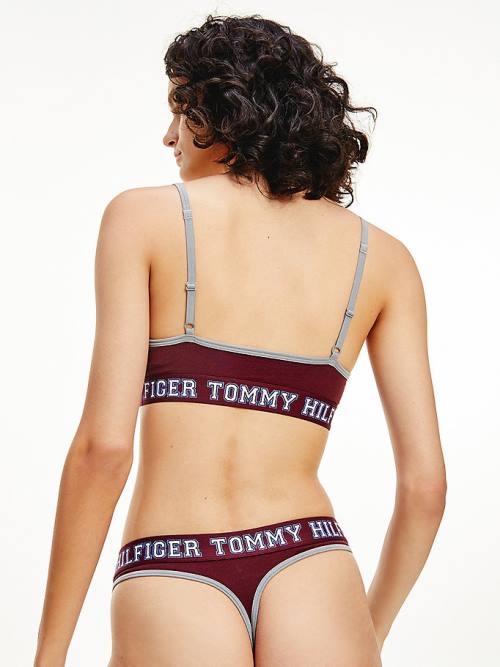 Tommy Hilfiger Logo Contrast Trim Unpadded Bralette İç Giyim Kadın Mor | TH760FHU