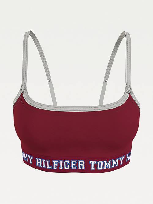 Tommy Hilfiger Logo Contrast Trim Unpadded Bralette İç Giyim Kadın Mor | TH760FHU