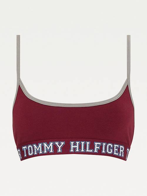 Tommy Hilfiger Logo Contrast Trim Unpadded Bralette İç Giyim Kadın Mor | TH760FHU