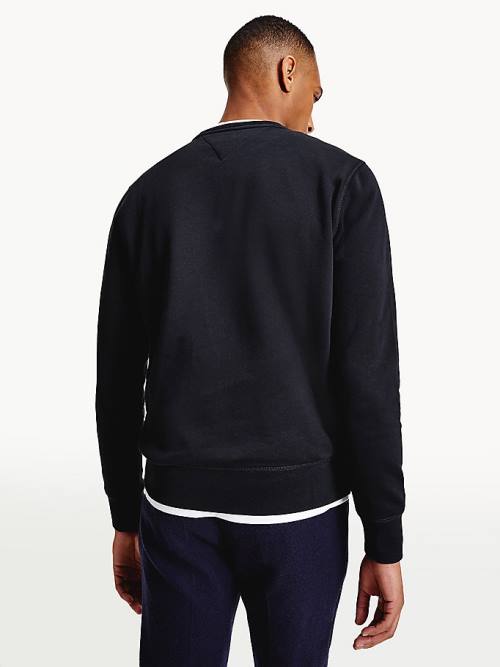 Tommy Hilfiger Logo Crew Neck Sweatshirt Erkek Siyah | TH183AXC