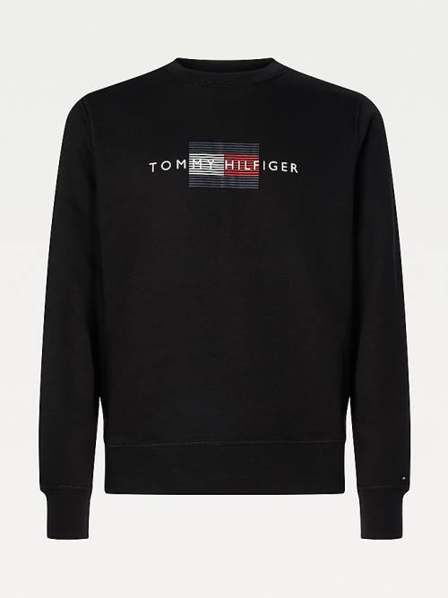 Tommy Hilfiger Logo Crew Neck Sweatshirt Erkek Siyah | TH183AXC