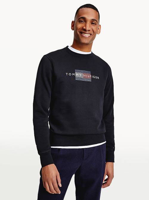 Tommy Hilfiger Logo Crew Neck Sweatshirt Erkek Siyah | TH183AXC