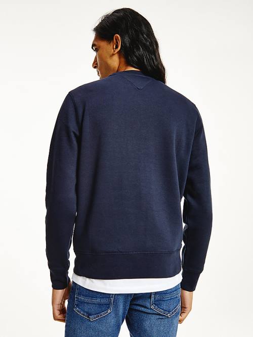 Tommy Hilfiger Logo Crew Neck Sweatshirt Erkek Mavi | TH284ZCL