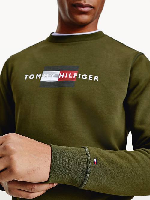 Tommy Hilfiger Logo Crew Neck Sweatshirt Erkek Kahverengi | TH826KQV