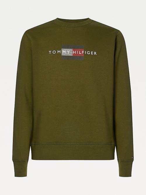 Tommy Hilfiger Logo Crew Neck Sweatshirt Erkek Kahverengi | TH826KQV