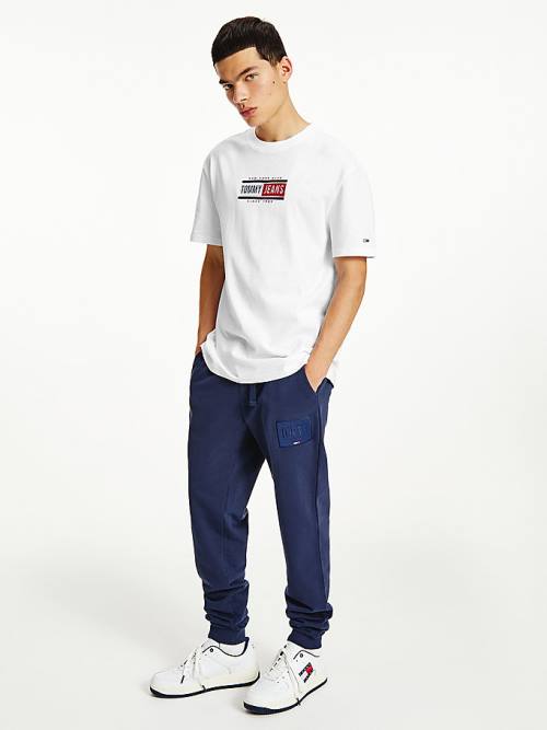 Tommy Hilfiger Logo Crew Neck Tişört Erkek Beyaz | TH184URI