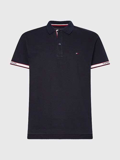 Tommy Hilfiger Logo Cuff Regular Fit Polo Yaka Tişört Erkek Mavi | TH395QHV