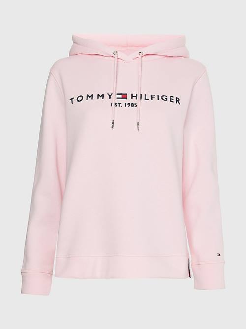 Tommy Hilfiger Logo Drawstring Regular Fit Kapüşonlu Sweatshirt Kadın Pembe | TH163IQS