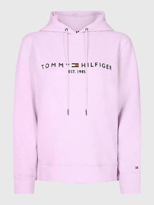 Tommy Hilfiger Logo Drawstring Regular Fit Kapüşonlu Sweatshirt Kadın Mor | TH168WEB