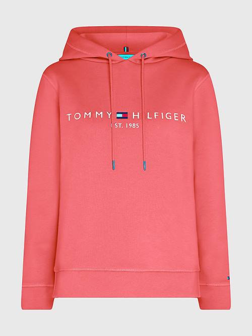 Tommy Hilfiger Logo Drawstring Regular Fit Kapüşonlu Sweatshirt Kadın Kırmızı | TH206LWH