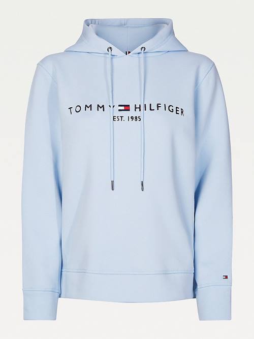 Tommy Hilfiger Logo Drawstring Regular Fit Kapüşonlu Sweatshirt Kadın Mavi | TH374MHP