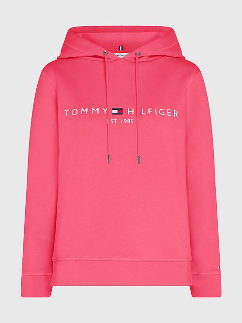 Tommy Hilfiger Logo Drawstring Regular Fit Kapüşonlu Sweatshirt Kadın Pembe | TH463HMV