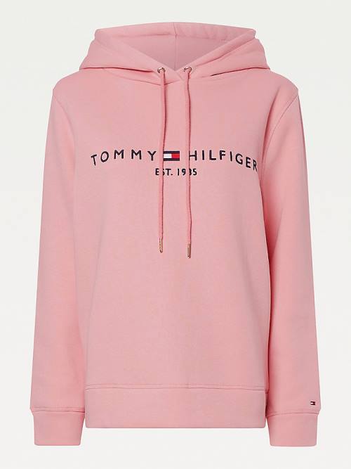 Tommy Hilfiger Logo Drawstring Regular Fit Kapüşonlu Sweatshirt Kadın Pembe | TH902APM