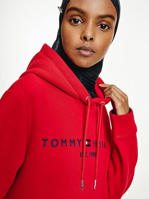 Tommy Hilfiger Logo Elbise Kadın Kırmızı | TH253EGK