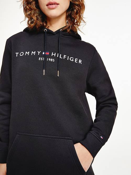 Tommy Hilfiger Logo Elbise Kadın Siyah | TH059NOA