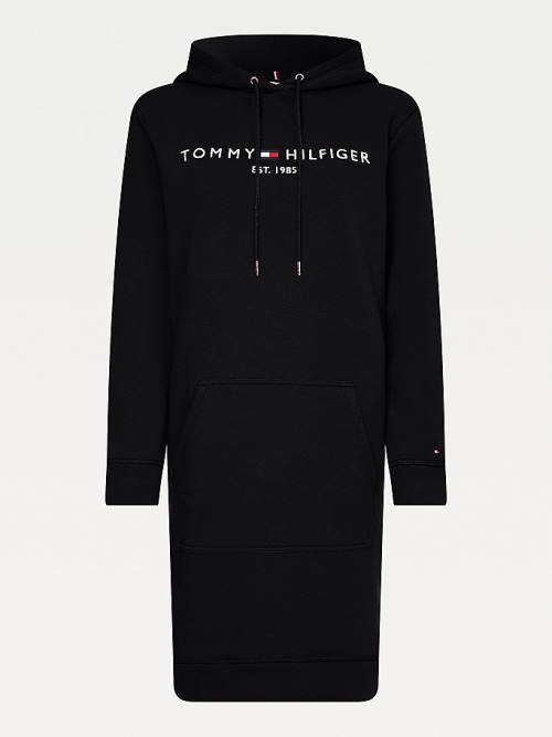 Tommy Hilfiger Logo Elbise Kadın Siyah | TH059NOA