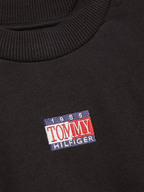 Tommy Hilfiger Logo Embroidery Cropped Sweatshirt Kiz Çocuk Siyah | TH376TDS