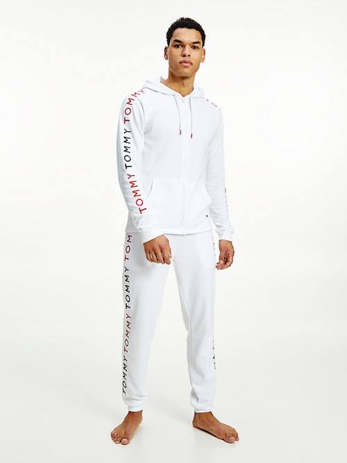 Tommy Hilfiger Logo Embroidery Joggers Pijama Erkek Beyaz | TH857BIJ