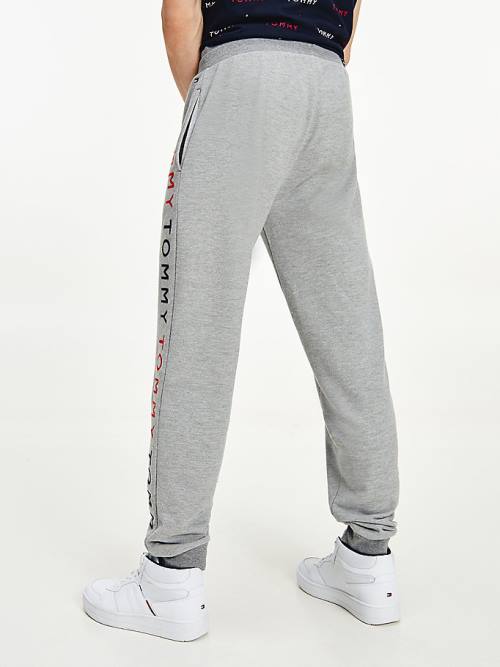 Tommy Hilfiger Logo Embroidery Joggers Pijama Erkek Gri | TH928ICZ