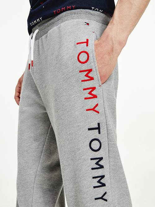 Tommy Hilfiger Logo Embroidery Joggers Pijama Erkek Gri | TH928ICZ