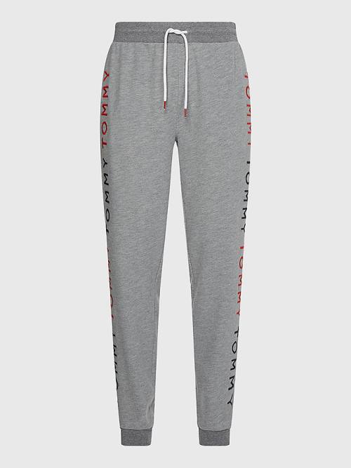 Tommy Hilfiger Logo Embroidery Joggers Pijama Erkek Gri | TH928ICZ