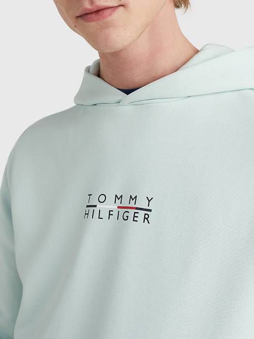 Tommy Hilfiger Logo Embroidery Kapüşonlu Sweatshirt Erkek Yeşil | TH528HVX