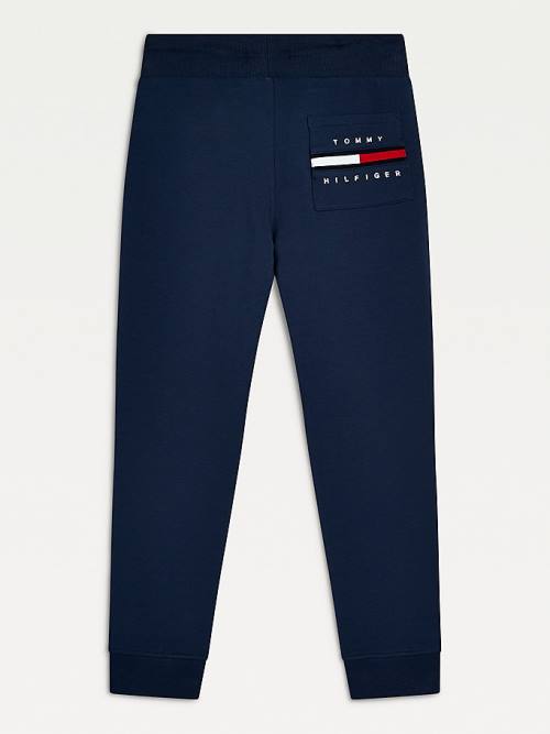 Tommy Hilfiger Logo Embroidery Organic Pamuklu Joggers Pantolon Erkek Çocuk Mavi | TH416MSY