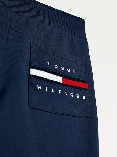 Tommy Hilfiger Logo Embroidery Organic Pamuklu Joggers Pantolon Erkek Çocuk Mavi | TH416MSY