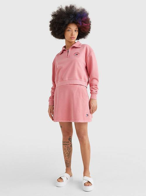 Tommy Hilfiger Logo Embroidery Sweat Etek Kadın Pembe | TH428KWE