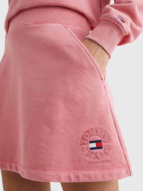 Tommy Hilfiger Logo Embroidery Sweat Etek Kadın Pembe | TH428KWE