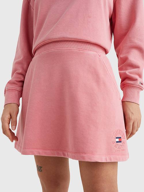 Tommy Hilfiger Logo Embroidery Sweat Etek Kadın Pembe | TH428KWE