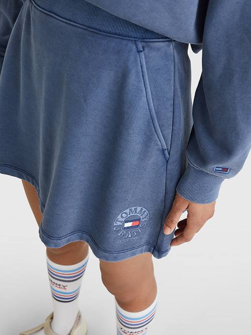 Tommy Hilfiger Logo Embroidery Sweat Etek Kadın Mavi | TH915KNP