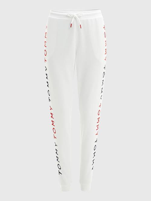 Tommy Hilfiger Logo Embroidery Tapered Joggers Pantolon Kadın Beyaz | TH295UXV