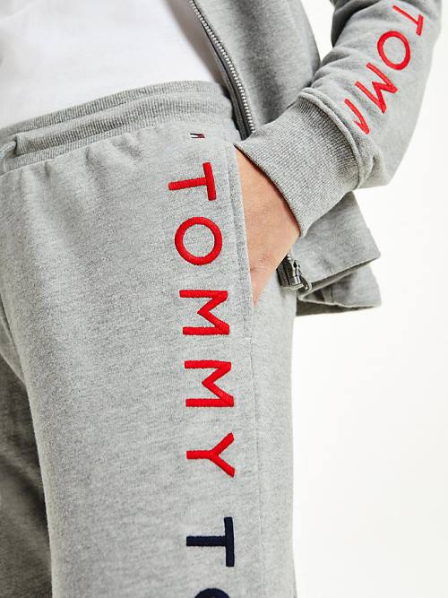 Tommy Hilfiger Logo Embroidery Tapered Joggers Pantolon Kadın Gri | TH651XMG