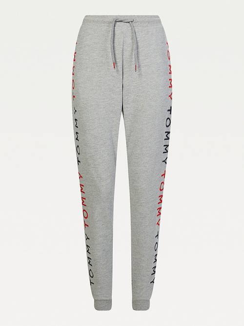 Tommy Hilfiger Logo Embroidery Tapered Joggers Pantolon Kadın Gri | TH651XMG