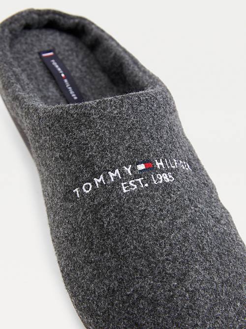 Tommy Hilfiger Logo Felt Home Terlik Erkek Gri | TH158GZW