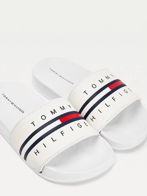 Tommy Hilfiger Logo Flag Slides Sandalet Erkek Çocuk Beyaz | TH621CVM