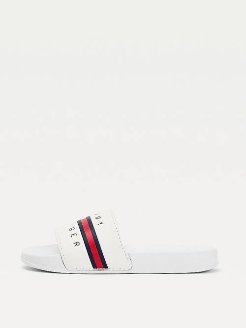 Tommy Hilfiger Logo Flag Slides Sandalet Erkek Çocuk Beyaz | TH621CVM