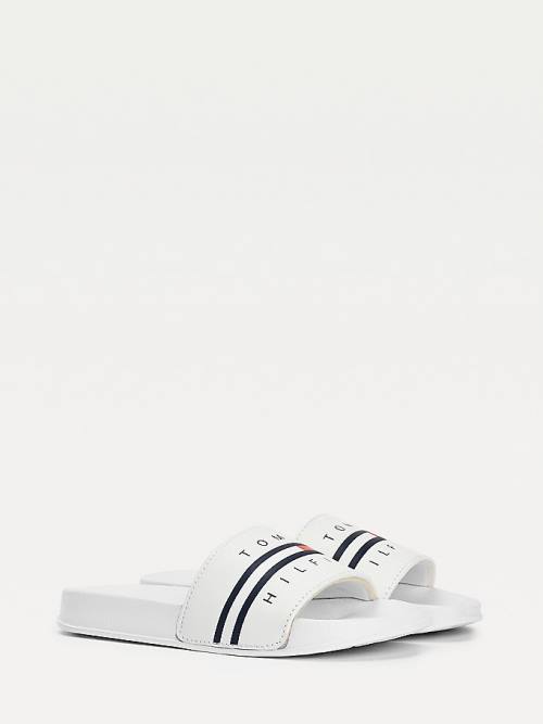 Tommy Hilfiger Logo Flag Slides Sandalet Erkek Çocuk Beyaz | TH621CVM